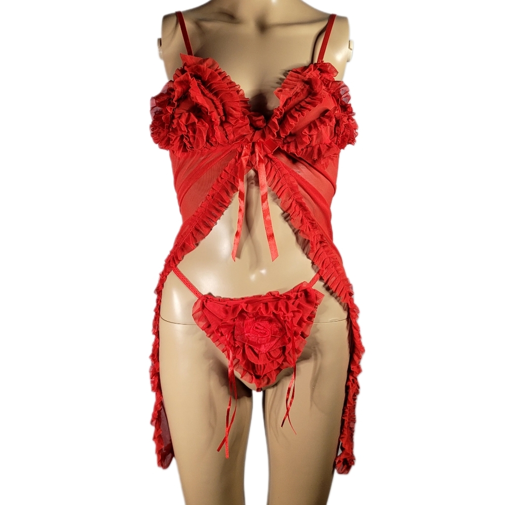 Babydoll lingerie sexy women size M Color Red, Buy 2, get the third one free